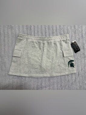 Sidelne Sport Heather Gray Mini Skirt with Green Spartan Accent